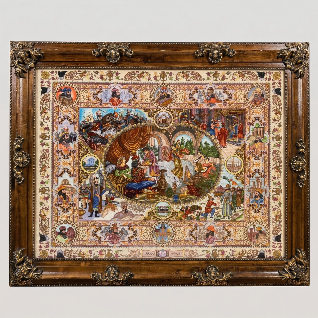 [BLO-CRP-84] Bronze Framed Pictorial Persian Carpet