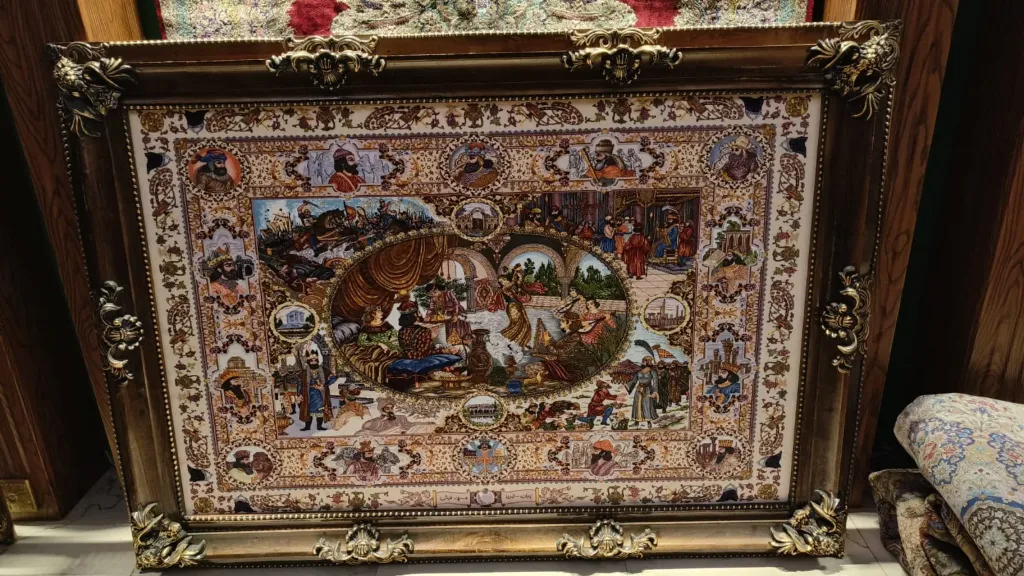Bronze Framed Pictorial Persian Carpet