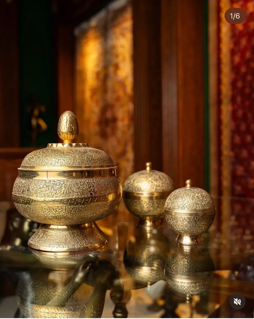 [BLO-DEC-011] Golden Spheres Sugar Bowl Set 3pc