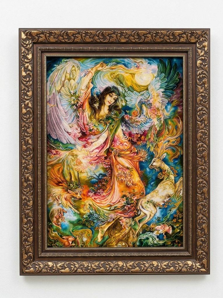 Framed Angel Motif Wool Tapestry